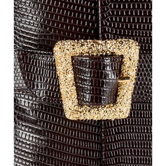 Sam Edelman Weslie 2 Embossed Buckle Wedge Ankle Boots | Womens Sz 6.5 Brown NEW - Picture 3 of 7